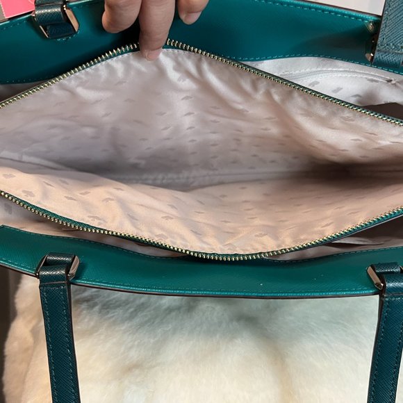Kate Spade Staci Colorblock Large Laptop Tote Frosted Spearmint Multi - Picture 9 of 11